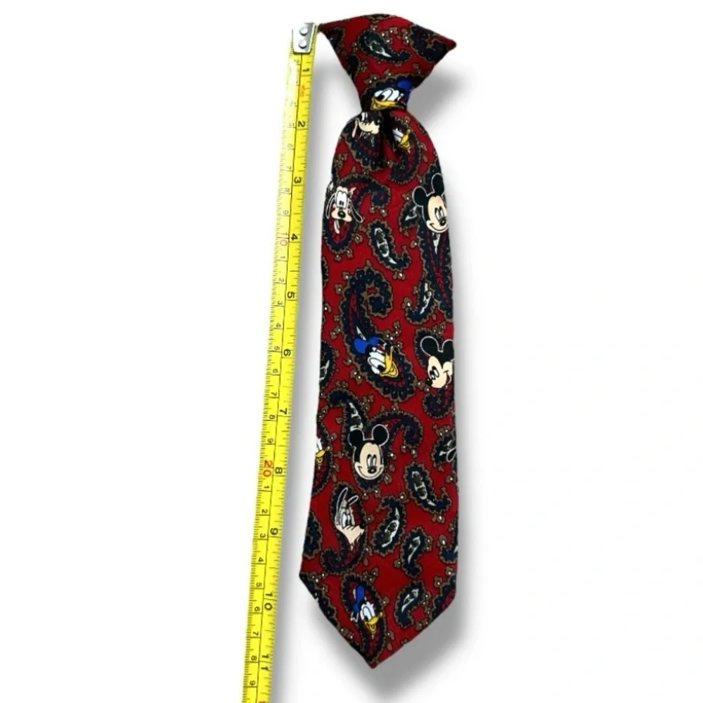 Vintage Disney Balancine Mickey & Friends Kids Red Paisley Clip On Necktie